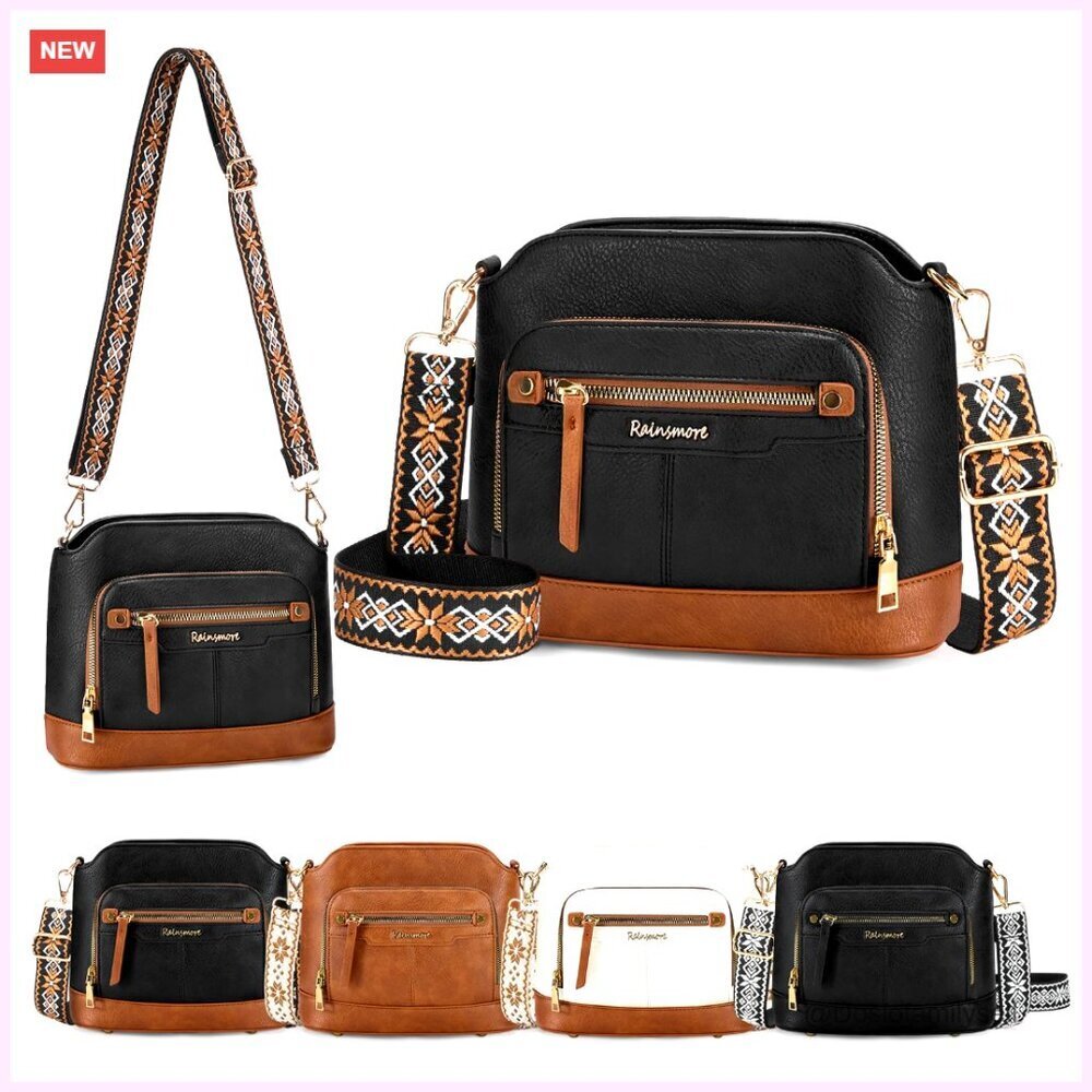 Small PU Leather Crossbody Bag with Anti-Theft Pocket, Adjustable Strap